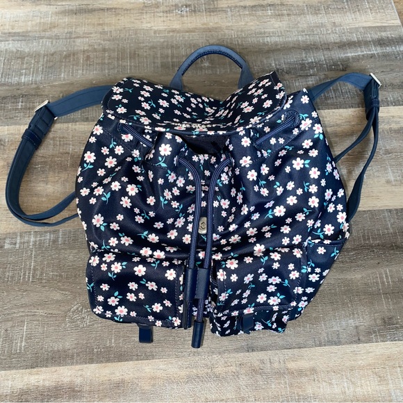 SOLD Kate Spade New York Fleurette Carley Flap Drawstring Floral Navy  Backpack - Picture 2 of 11